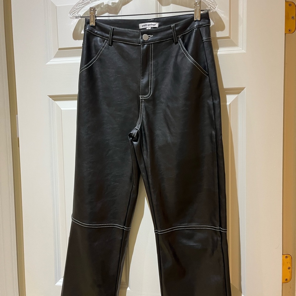 Pretty Garbage faux Black Leather pants